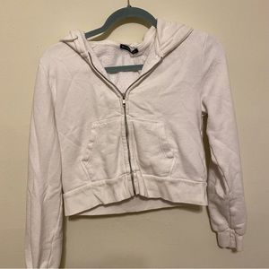 Brandy Melville cropped white hoodie